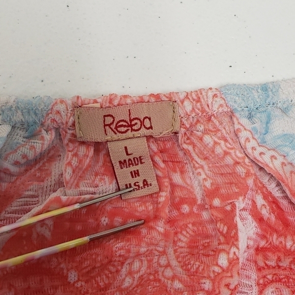 Reba Womens Red White Blue Sequin Tunic Top Size Large - Picture 4 of 5